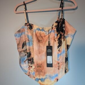 Fashion Nova Museum Of Art Corset Top- Multi Color Goth M